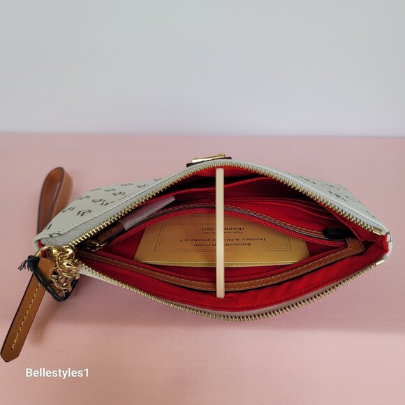 DOONEY & BOURKE Blakely Signature Logo Print Large Wristlet- Bone color ⭐ - Picture 13 of 16